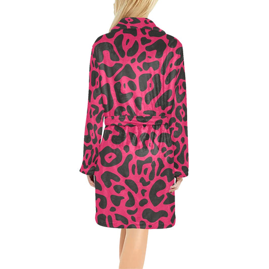 Cheetah Pink Print Pattern Women's Fleece Robe