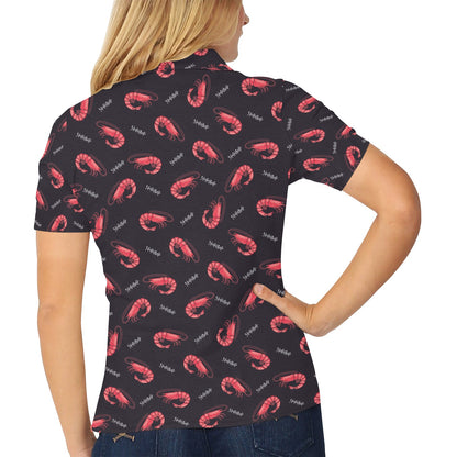 Shrimp Print Design LKS302 Women's Polo Shirt