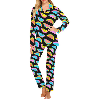 Watermelon Pattern Print Design WM08 Women's Long Pajama Set
