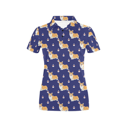 Pembroke Welsh Corgis Pattern Print Design A07 Women's Polo Shirt
