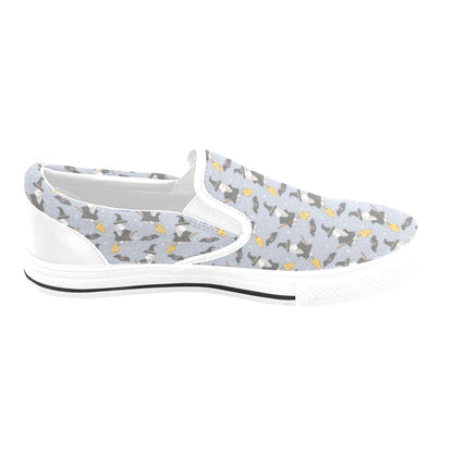 Witch Print Design LKS307 White Slip Ons Canvas Women's Shoes