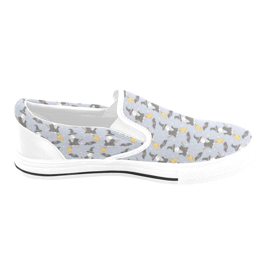 Witch Print Design LKS307 White Slip Ons Canvas Women's Shoes