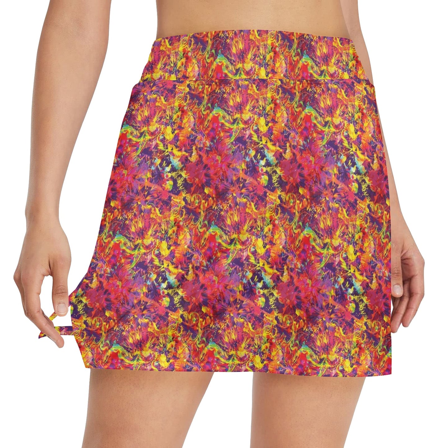 Splatter Print Design LKS303 17" Golf & Pickleball Skort with Pockets