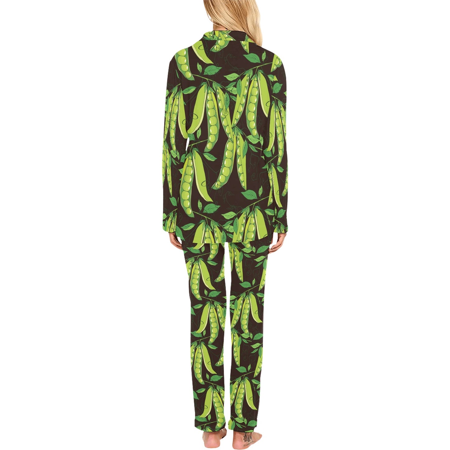 Peas Pattern Print Design A03 Women's Long Pajama Set