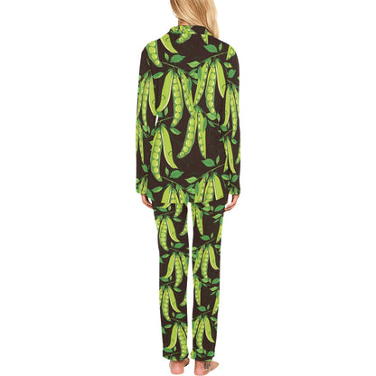 Peas Pattern Print Design A03 Women's Long Pajama Set