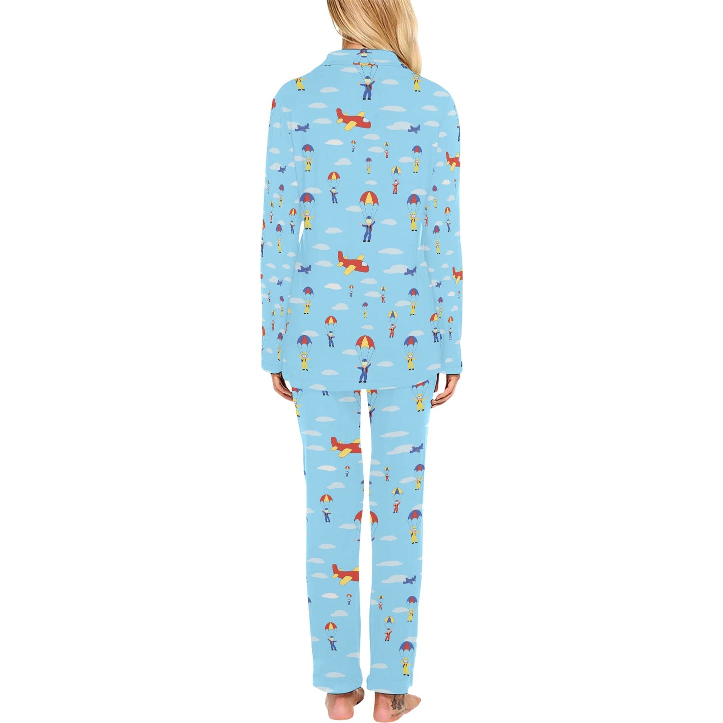 Skydiver Print Design LKS304 Women's Long Pajama Set