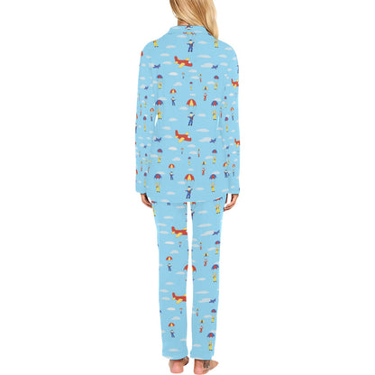 Skydiver Print Design LKS304 Women's Long Pajama Set