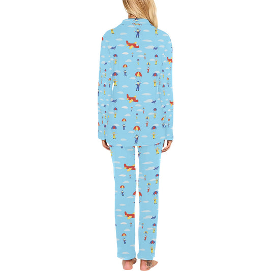 Skydiver Print Design LKS304 Women's Long Pajama Set