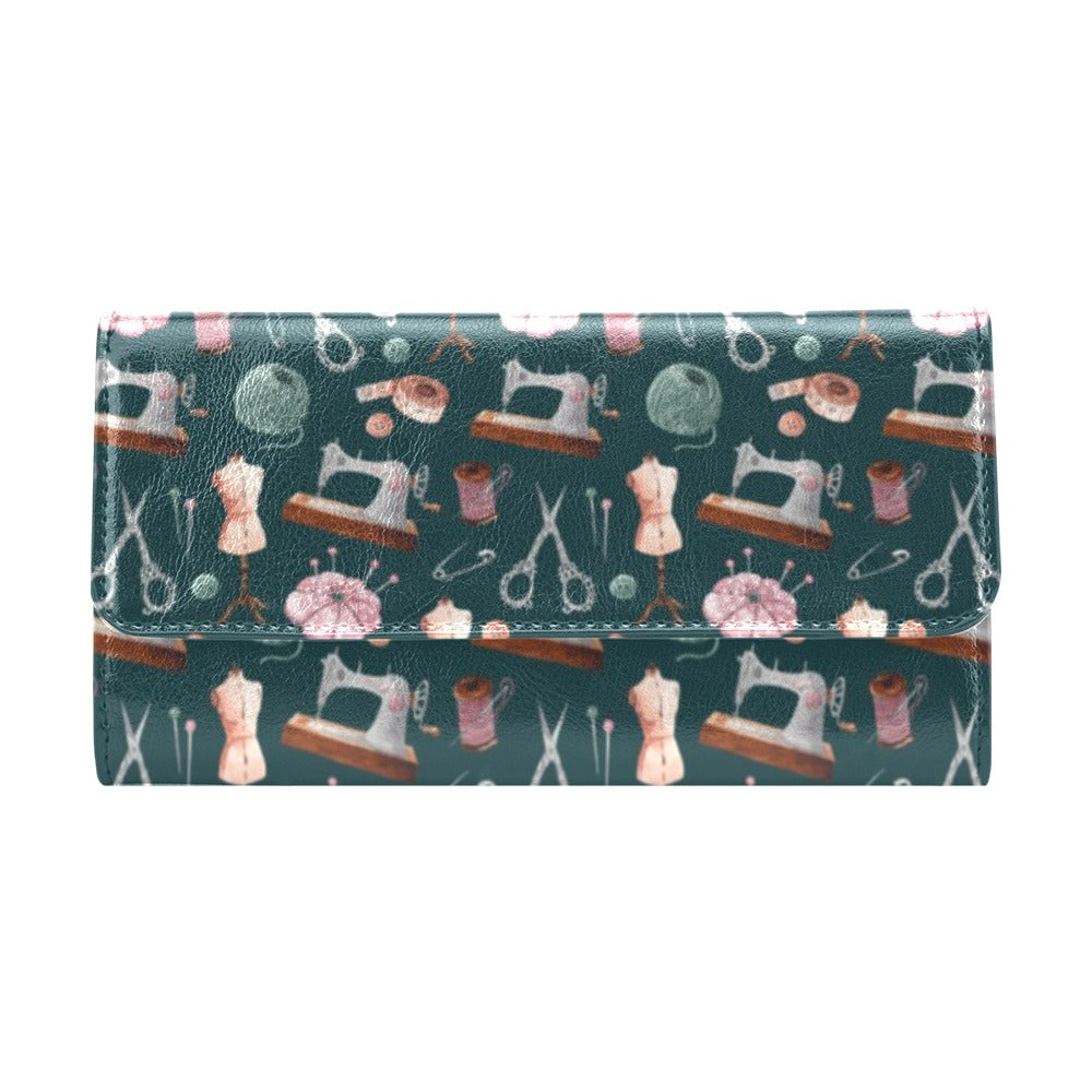 Sewing Equipment Print Design LKS307 Women's Trifold Wallet