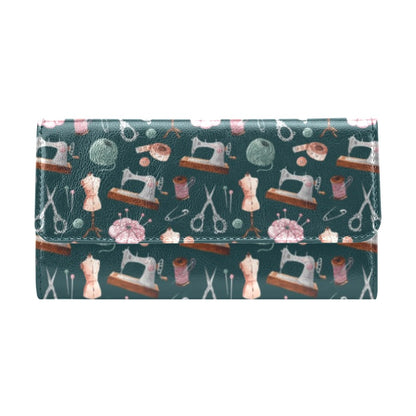 Sewing Equipment Print Design LKS307 Women's Trifold Wallet
