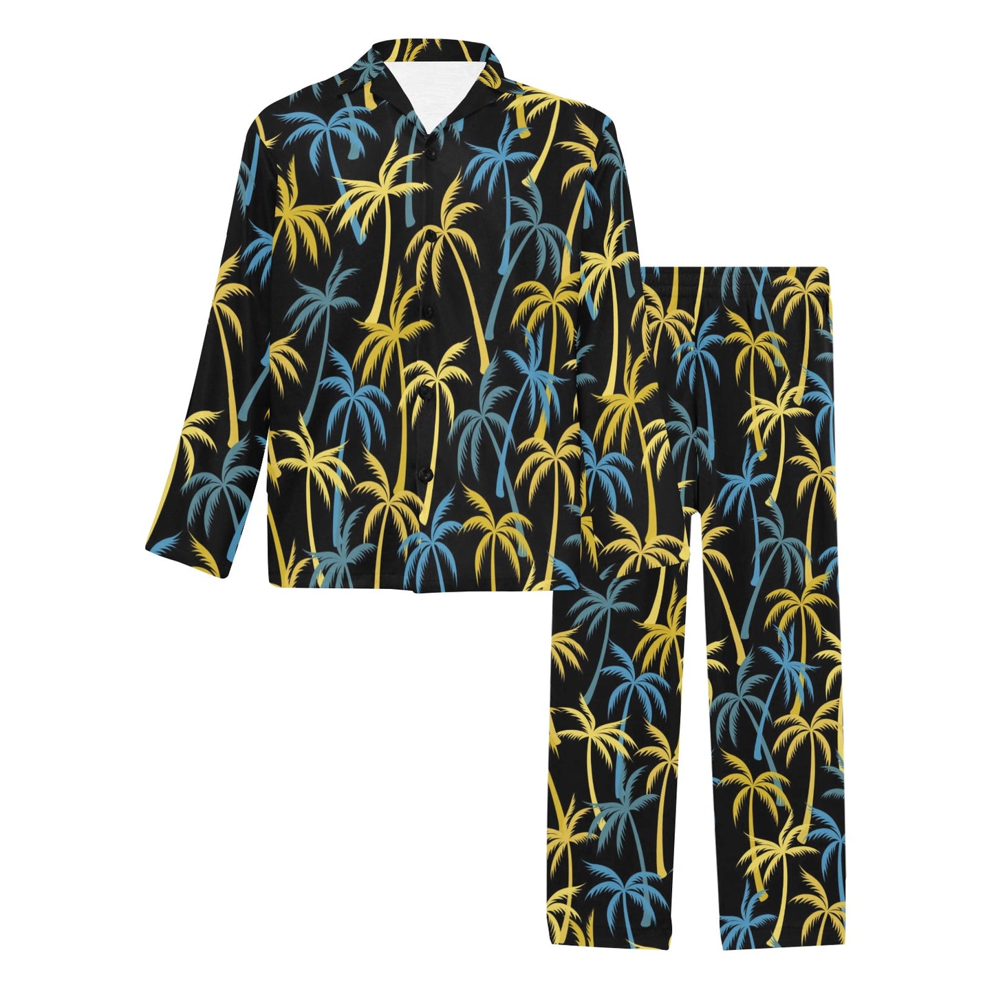 Palm Tree Pattern Men's Long Pajama Set