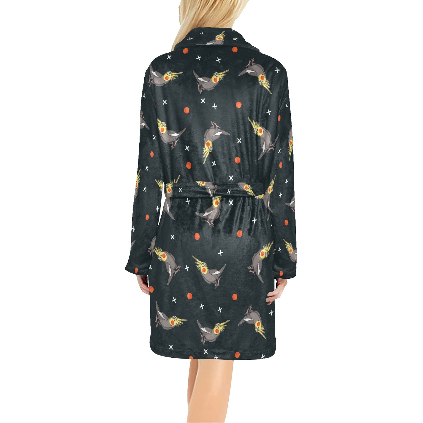 Cockatiel Pattern Print Design 02 Women's Fleece Robe