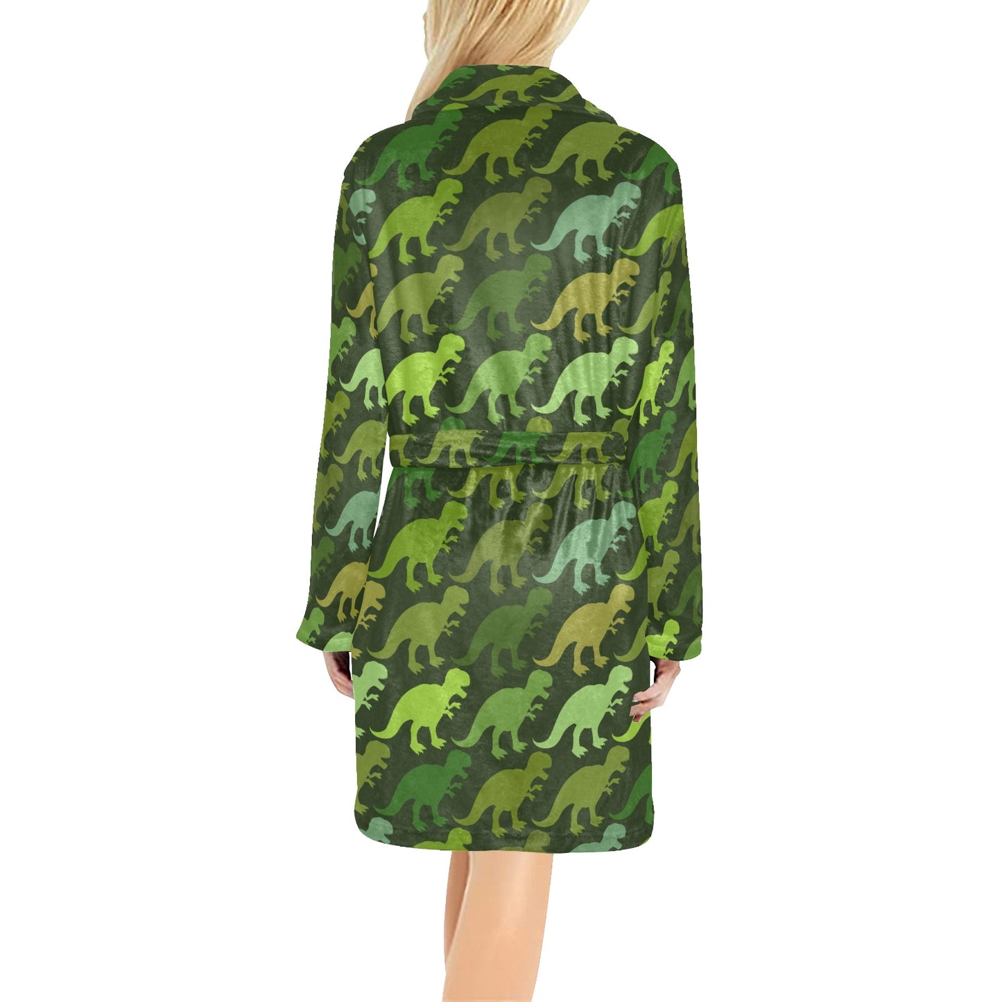 T Rex Pattern Print Design A03 Women's Fleece Robe