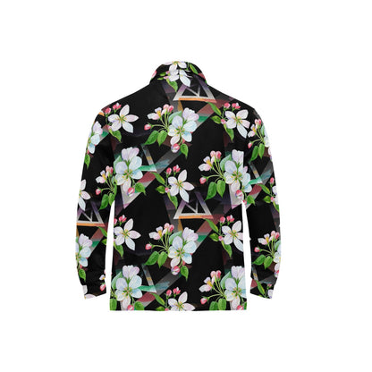 Apple blossom Pattern Print Design AB07 Long Sleeve Polo Shirt For Men's