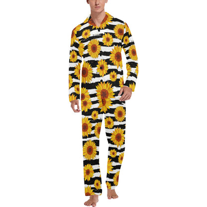 Sunflower Pattern Print Design SF010 Men's Long Pajama Set
