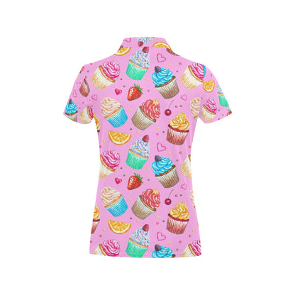 Cupcake Pattern Print Design CP05 Women's Polo Shirt