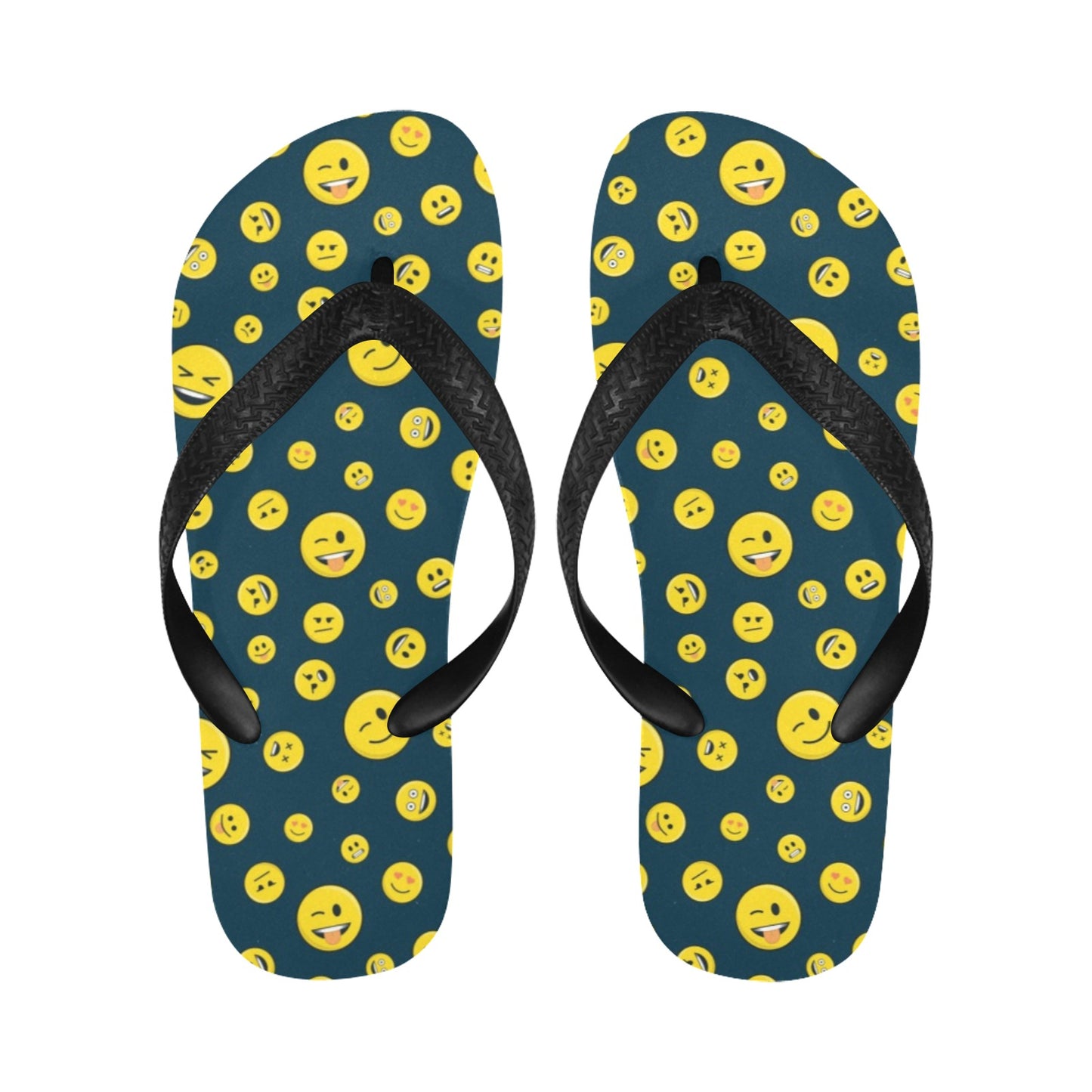 Smiley Face Emoji Print Design LKS301 Flip Flops