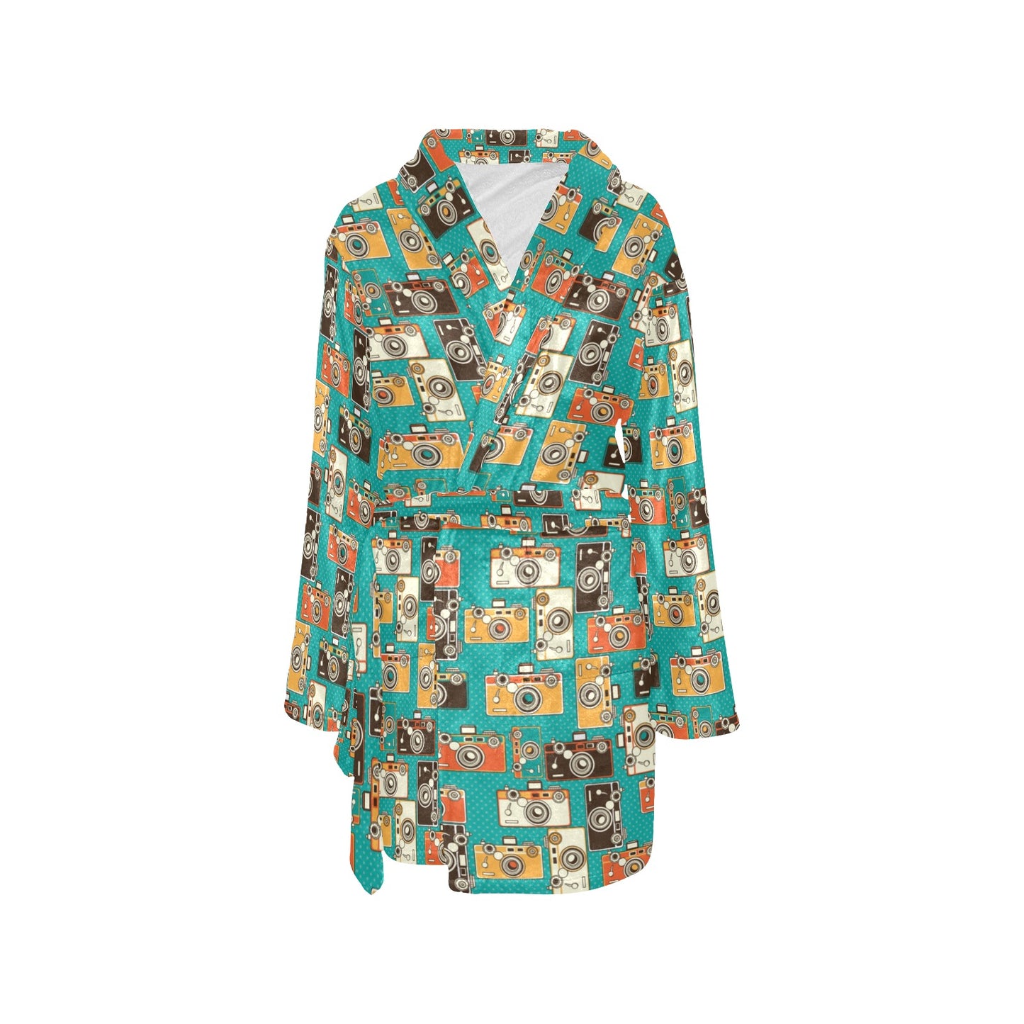 Camera Pattern Print Design 02 Women's Fleece Robe