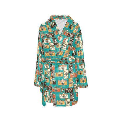 Camera Pattern Print Design 02 Women's Fleece Robe