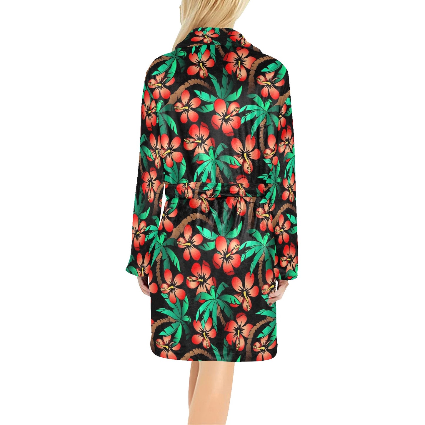Hawaiian Themed Pattern Print Design H022 Women's Fleece Robe