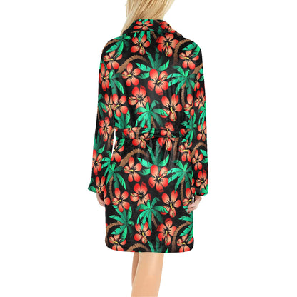 Hawaiian Themed Pattern Print Design H022 Women's Fleece Robe
