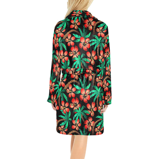 Hawaiian Themed Pattern Print Design H022 Women's Fleece Robe