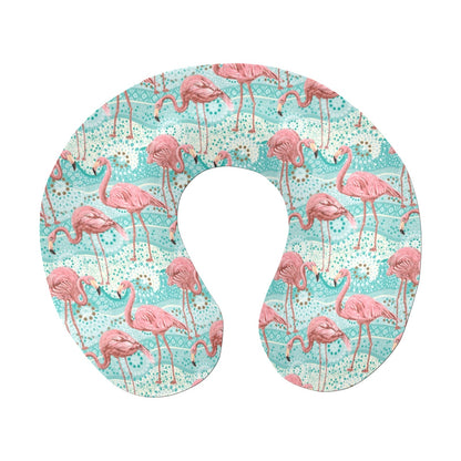 Flamingo Background Themed Print U-Shaped Travel Neck Pillow