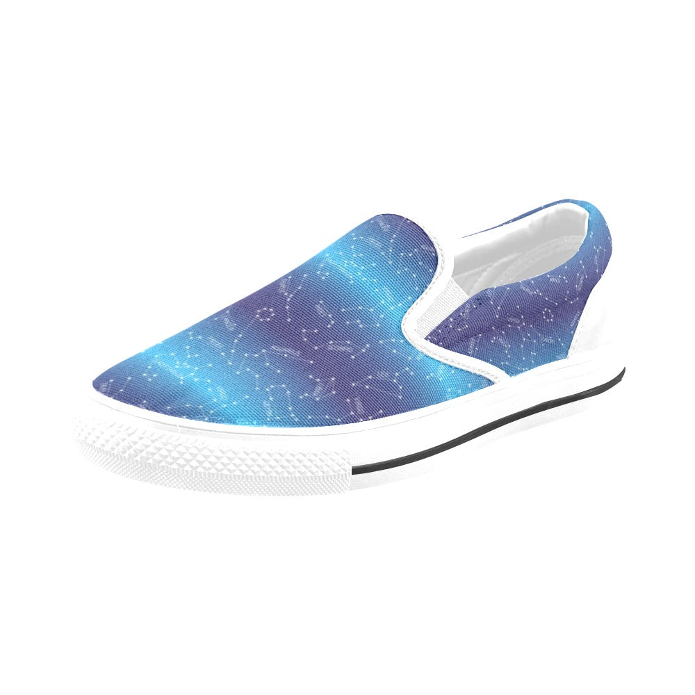 Virgo Print Design LKS302 White Slip Ons Canvas Women's Shoes