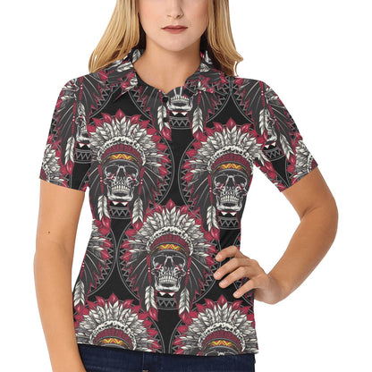 Native Indian Skull Women's Polo Shirt
