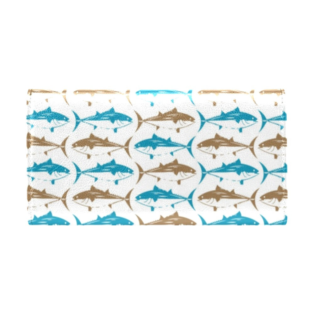 Tuna Fish Print Design LKS301 Women's Trifold Wallet