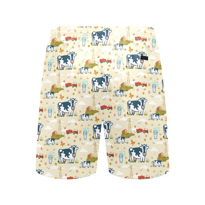Cow Farm Design Print Men's Swim Trunks Beach Shorts