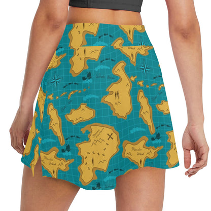World Map Print Design LKS301 17" Golf & Pickleball Skort with Pockets