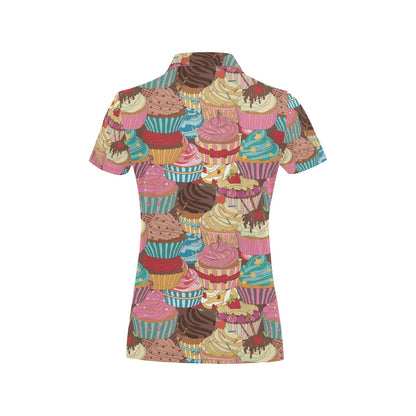 Cupcake Pattern Print Design CP01 Women's Polo Shirt