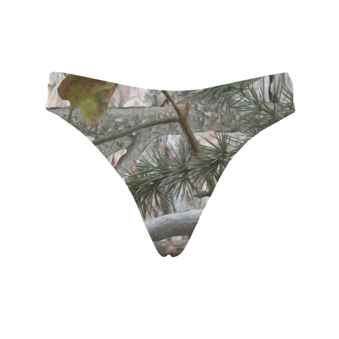 Camo Realistic Tree Forest Pattern Women's Thongs