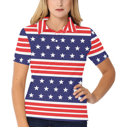 Patriotic Pattern Print Design A04 Women's Polo Shirt