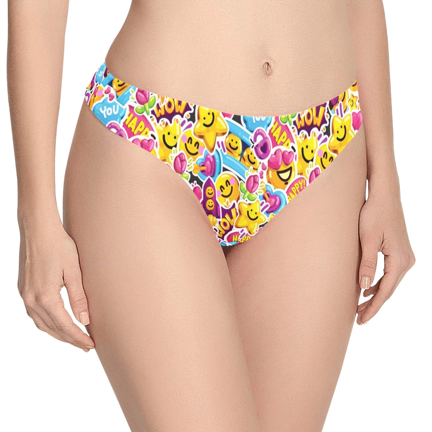 Emoji Sticker Print Pattern Women's Thongs