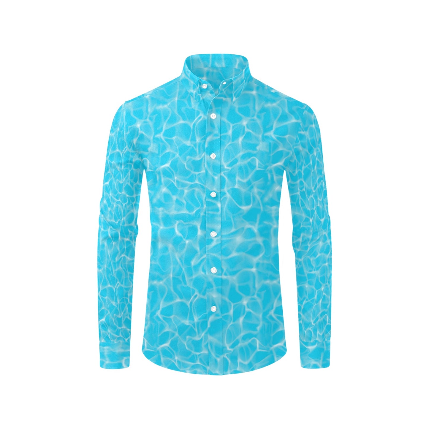 Swimming Pool Texture Print Design LKS301 Men's Long Sleeve Dress Shirt