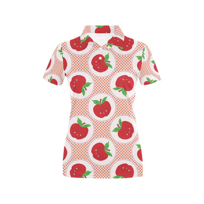 Apple Pattern Print Design AP08 Women's Polo Shirt