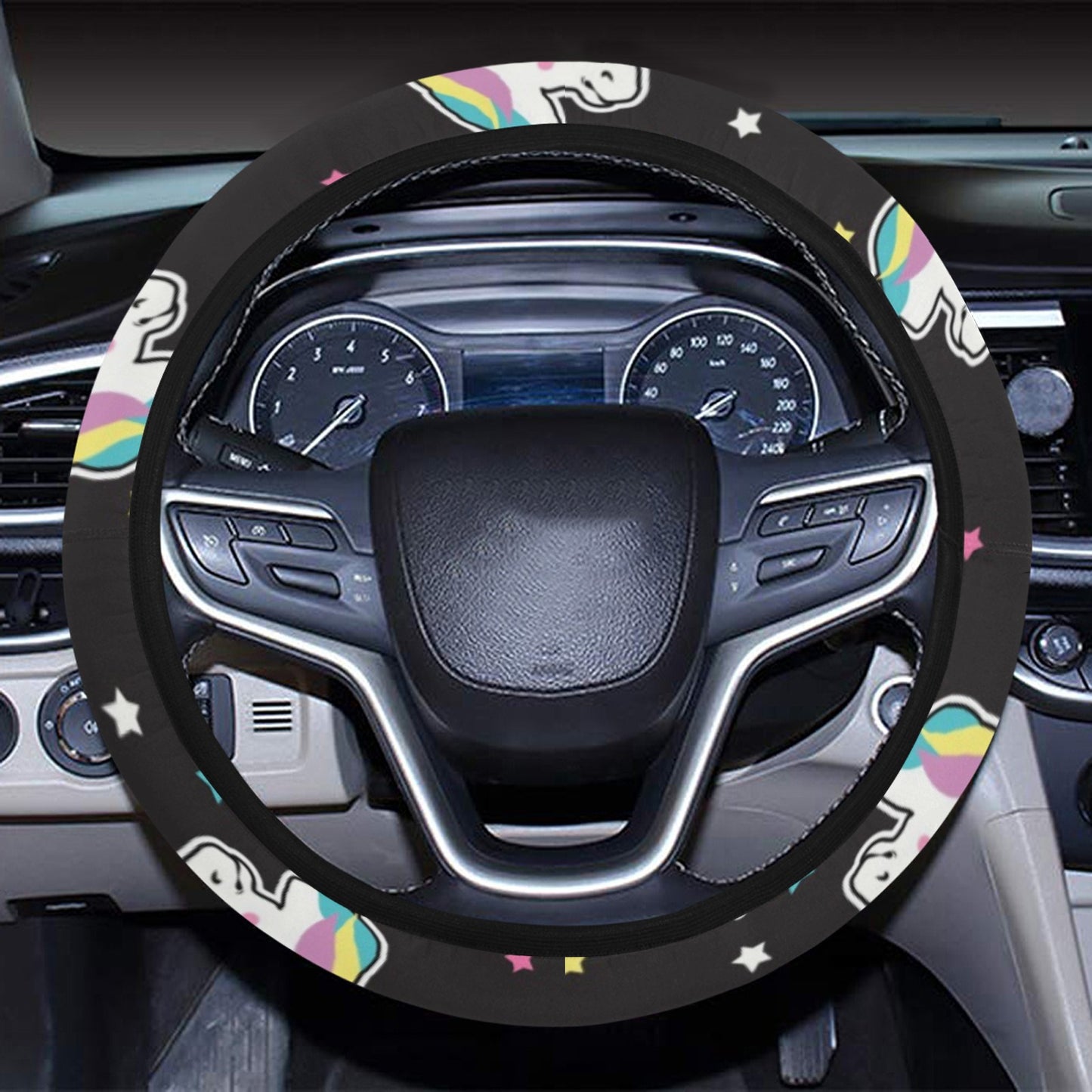 Unicorn Print Design LKS302 Steering Wheel Cover with Elastic Edge