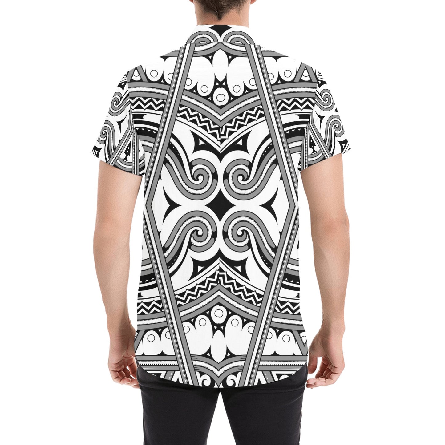 Samoan Pattern Print Design LKS302 Men Short Sleeve Button Up Shirt