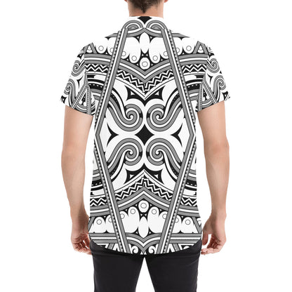 Samoan Pattern Print Design LKS302 Men Short Sleeve Button Up Shirt