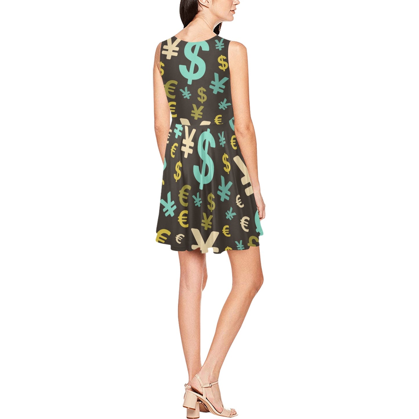 Money Pattern Print Design 01 Sleeveless Dress