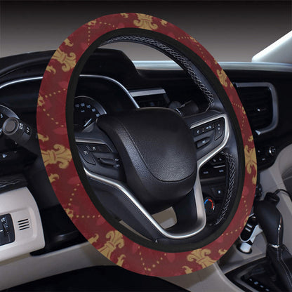 Fleur De Lis Print Design LKS401 Steering Wheel Cover with Elastic Edge
