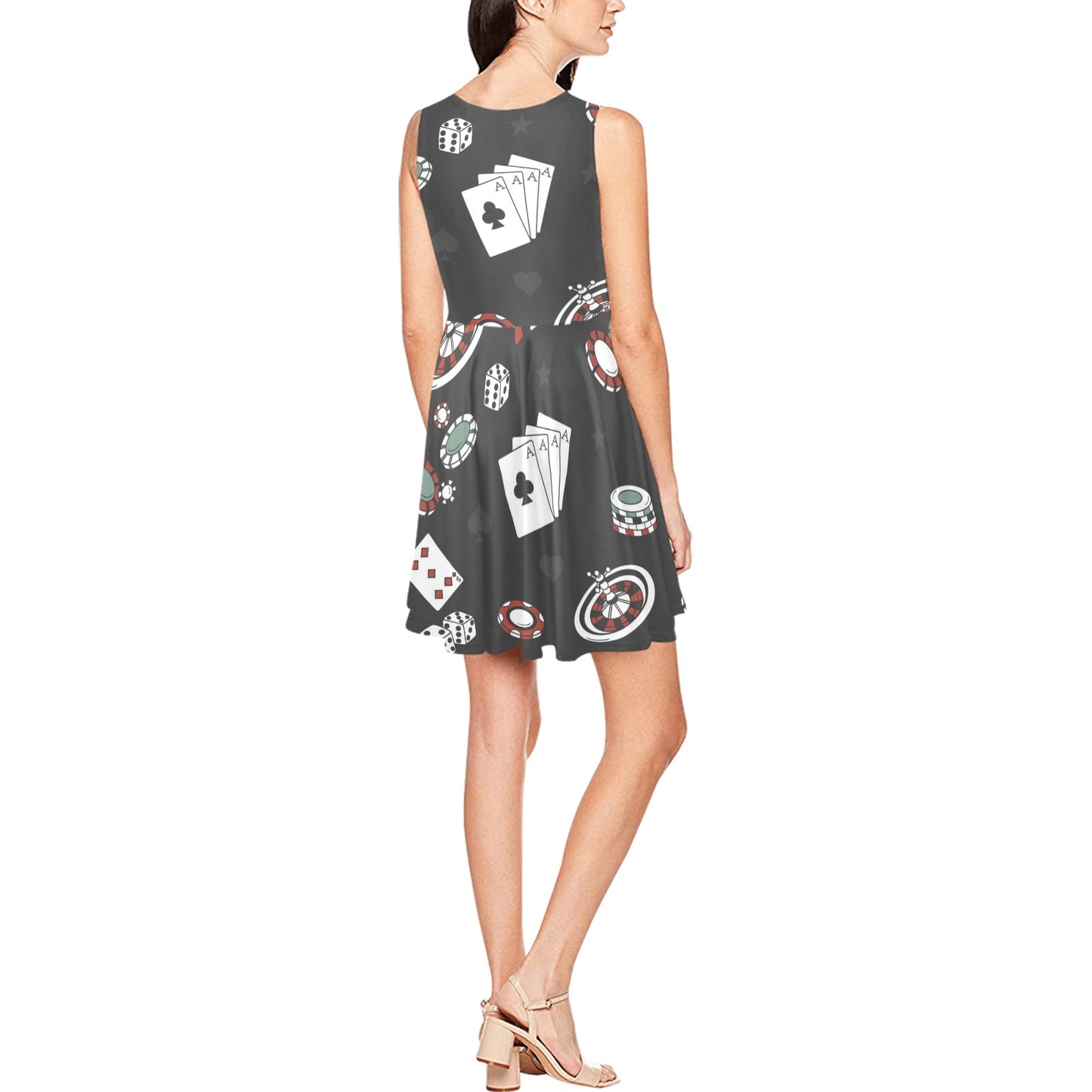 Casino Pattern Print Design 02 Sleeveless Dress