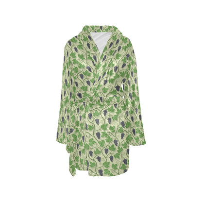 Wine Grape Thmed Print Women's Fleece Robe