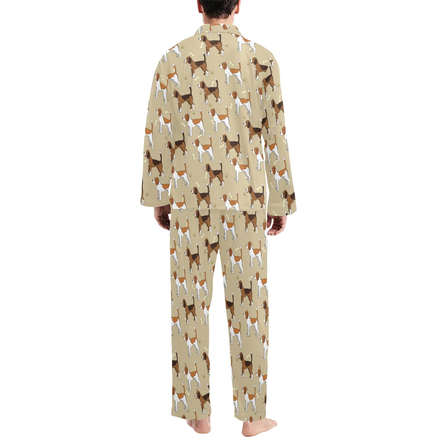 Beagle Pattern Print Design 01 Men's Long Pajama Set