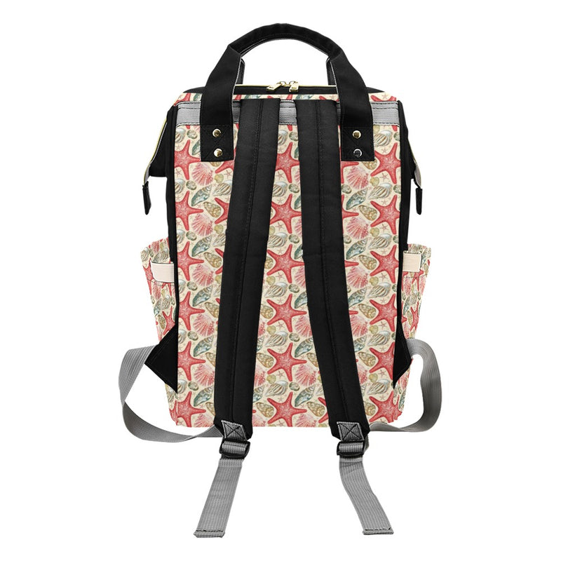 Seashell Print Design LKS301 Diaper Bag Backpack