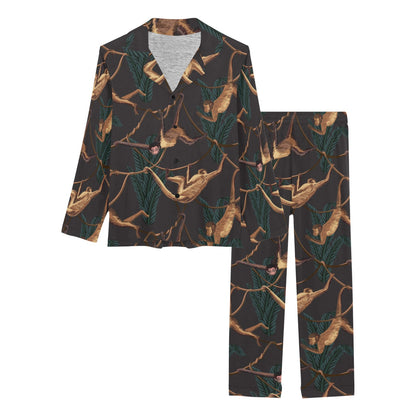 Monkey Pattern Print Design 02 Women's Long Pajama Set