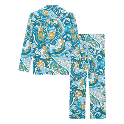 Funky Retro Pattern Print Design A03 Women's Long Pajama Set