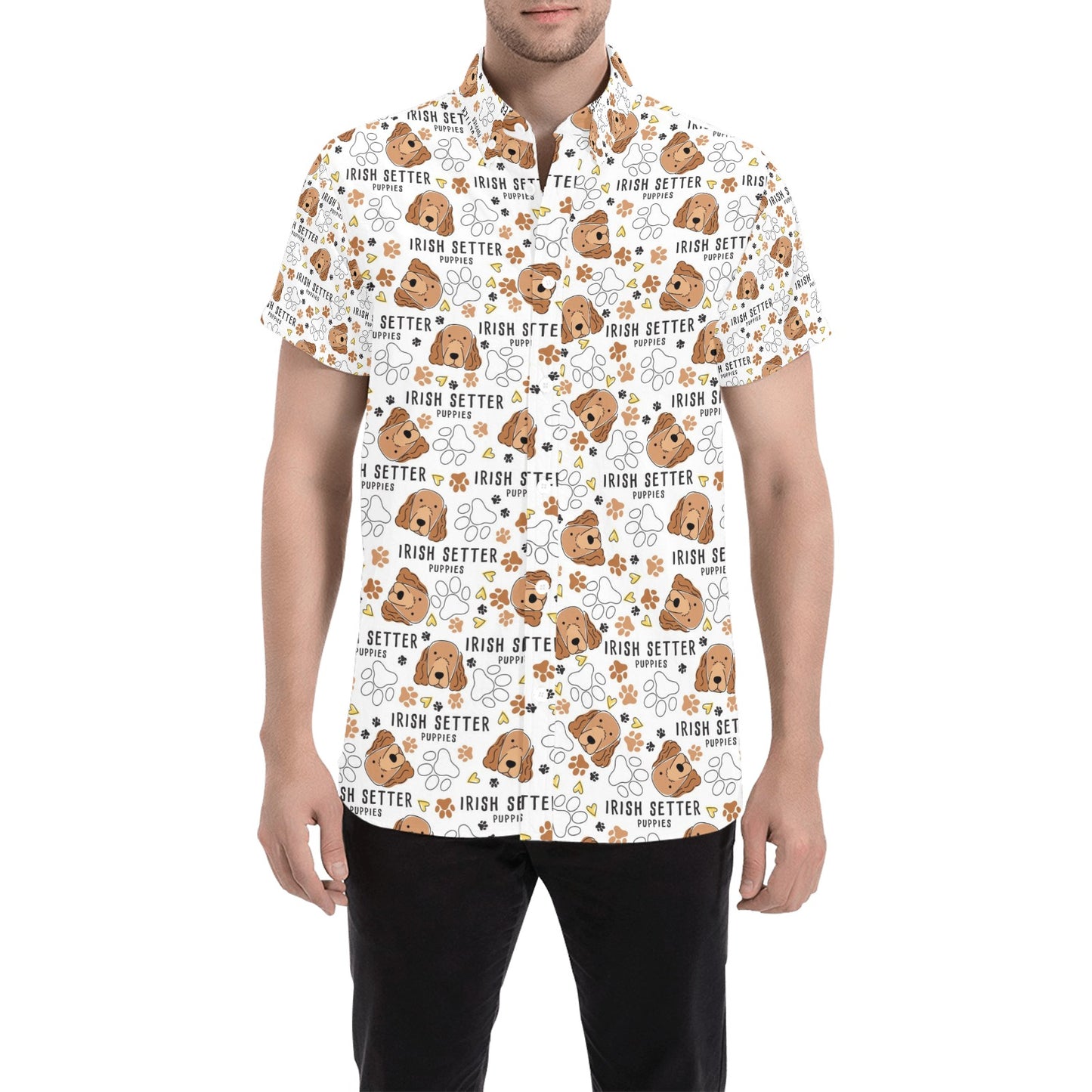 Setters Irish Print Design LKS301 Men Short Sleeve Button Up Shirt